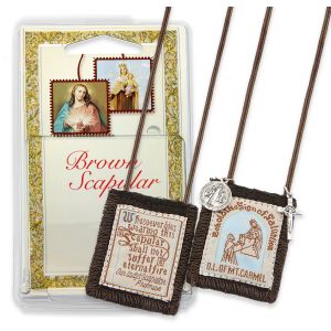 600 Brown Wool Scapular with Medals