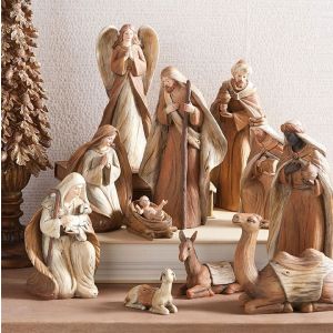 Wood Look 11pc Nativity Set