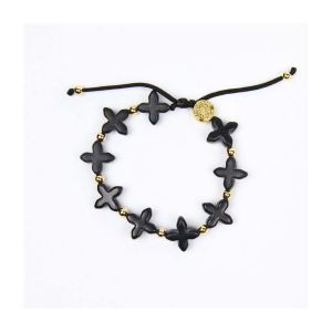 Howlite Cross Bracelet - Black/Gold