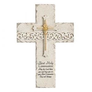 Communion Wall Cross White Gold