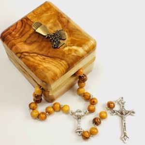 Olivewood Rosary and First Communion Box