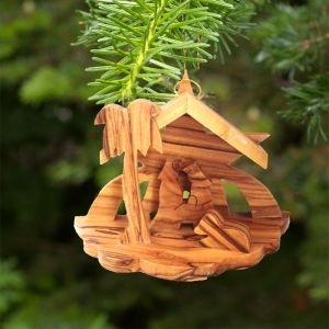 Olive Wood Nativity Ornament