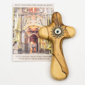 507 Olive Wood Cross for Comfort with Relic