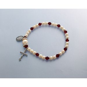 Pearl and Crystal Stretch Birthstone Bracelet