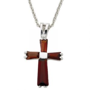 Birthstone Cross 18" Chain