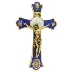 8" Holy Mass Crucifix Holy Family Gold