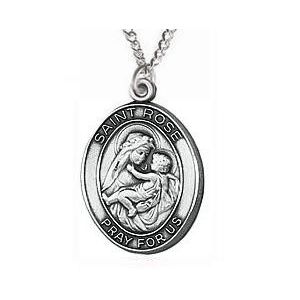 St. Rose Sterling Medal Necklace 24''