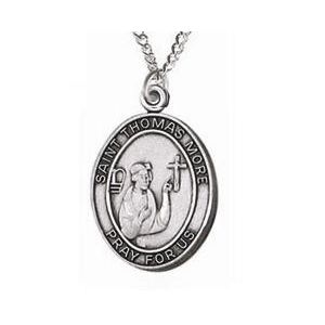 St Thomas More Sterling Medal Necklace 24''