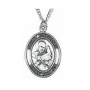 St. Gregory Sterling Medal Necklace 24''