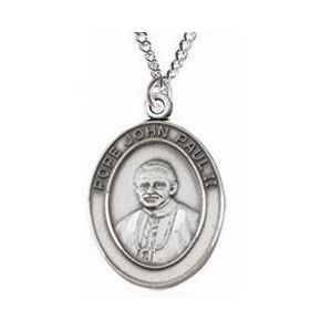 Pope John Paul Sterling Medal Necklace 24''