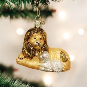 Lion and Lamb Glass Ornament