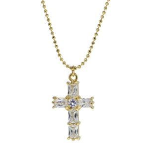 Crystal Cross with Gold Dipped Accents Necklace