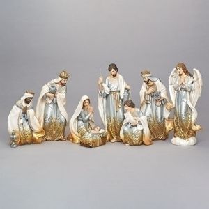8pc Golden to Blues Nativity Set