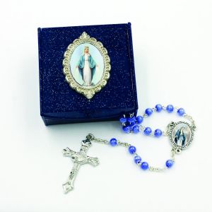Our Lady of Grace Blue Rosary in Box