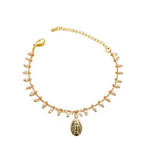 Tiny Pearl Miraculous Medal Bracelet