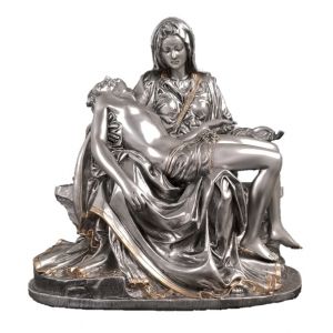 555 Pieta Pewter with Gold Accents Statue