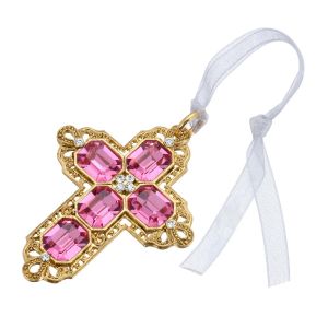 Crystal Cross Ornament Gift Pink