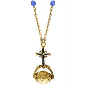 Hail Mary Sapphire Enamel Spinner Necklace