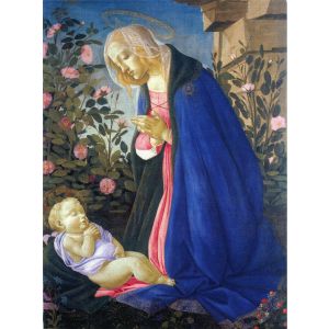 Virgin Adoring Sleeping Child Jesus Christmas Card