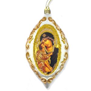 319 Virgin and Child White Gold Ornament
