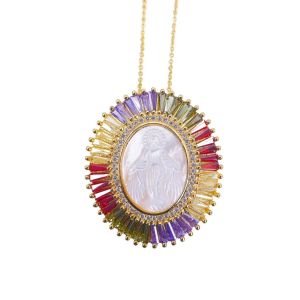 Our Lady of Grace Mother of Pearl Crystal Necklace