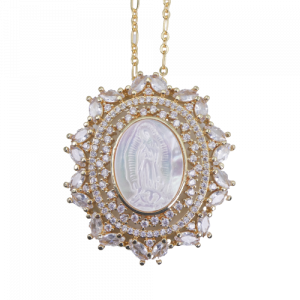 Our Lady of Guadalupe Mop Oval Crystal Necklace
