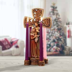 Holy Family Cross Advent Candle Holder