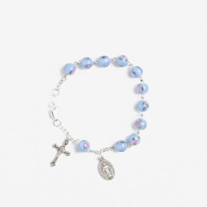 Blue Lampwork Rosary Bracelet