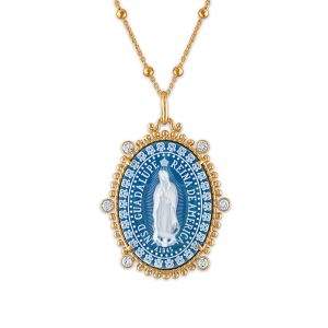 Our Lady of Guadalupe Agate w/ Crystals Necklace