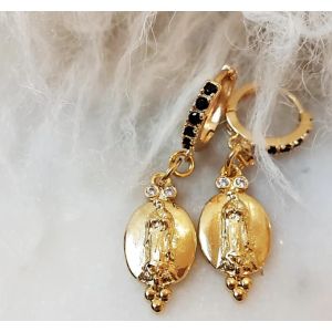 Our Lady of Guadalupe 14kt Earrings w/ Black Onyx