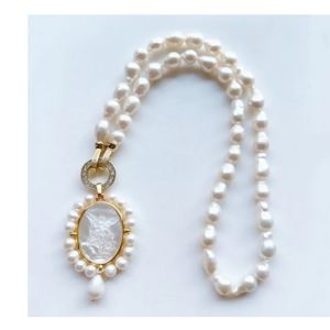 Saint Michael Freshwater Pearl Necklace