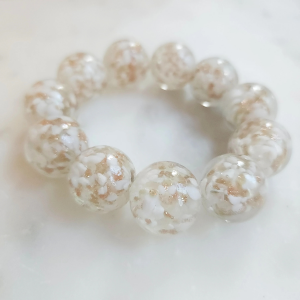 White Gold Fleck Glass Bracelet