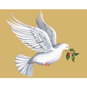 Golden Dove with Holly Christmas Cards