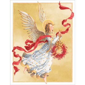 Angel with Berry Wreath Christmas Cards