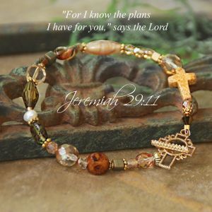 Gemstone and Crystal Cross Bracelet