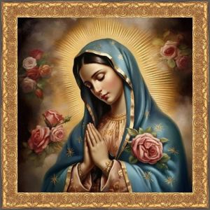 Our Lady of Guadalupe Showerd in Roses 10x10