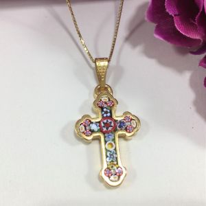 807 Florentine Goldplated 1.25" Cross Necklace