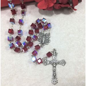 Swarovski Crystal Cube Our Lady of Lourdes Rosary