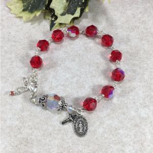 Ruby Swarovski Crystal Rosary Bracelet