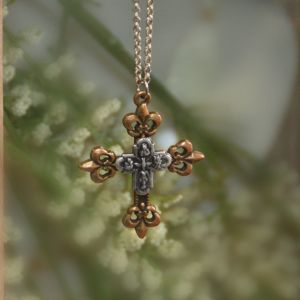 Four Way Cross Two Tone Necklace