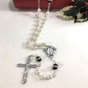 Pearl & Black Crystal Rosary