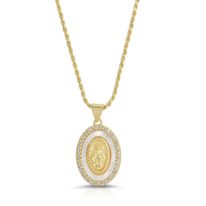 Our Lady of Grace Crystal Eanmel Necklace