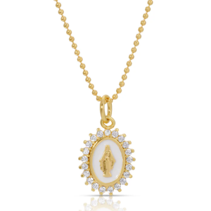 Our Lady of Lourdes White w/Crystal Necklace