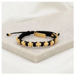 Faith Blessing Cross Bracelet - Black/Gold