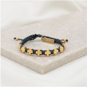 Faith Blessing Cross Bracelet - Slate/Gold