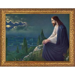 Christ In Gethsemane Blue 9x12