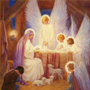Angels and Lamb at the Manger