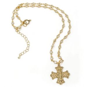 Bezel Crystal Mary Fleur Cross Necklace