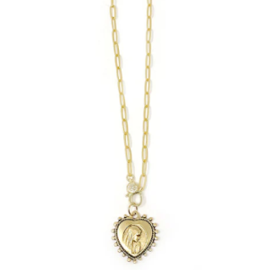 Heart Virgen Mary Chain Necklace