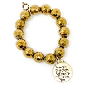 Isiah 43:2 Faceted Gold Hematite Bracelet